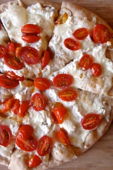 Cherry Tomato and Goat Cheese Pizza from TheFoodCharlatan.com
