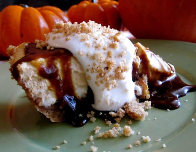 an old photo of pumpkin cheesecake. 