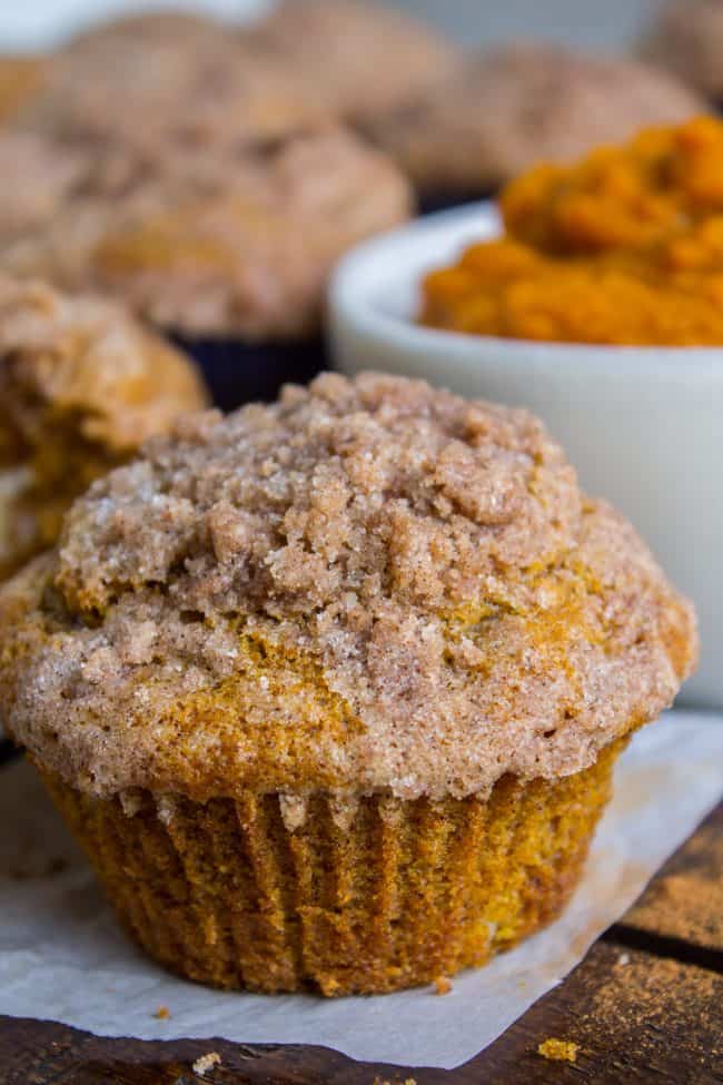 Pumpkin Cream Cheese Muffins from The Food Charlatan. There is no better way to welcome fall than with these Pumpkin Cream Cheese Muffins! A moist, tender, ultra pumpkin-y muffin, filled with sweetened cream cheese, and topped with cinnamon sugar crunch topping! They are irresistible! If it's too hot where you are, these muffins are guaranteed to make the leaves start falling off your trees. #muffin #pumpkin #fall #fallbaking #creamcheese #filling #filled #crumbtopping #topping #best #moist #cinnamon #pumpkinpie #pumpkinpiespice #thanksgiving #autumn #starbucks #copycat #tall #baking pumpkin muffins with cream cheese filling
