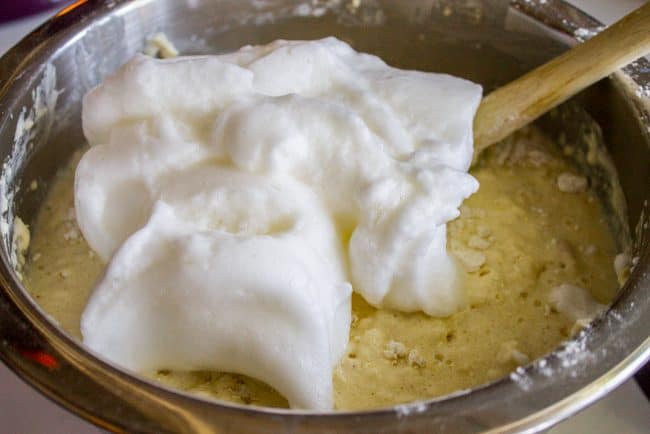 folding in egg whites into waffle batter. 