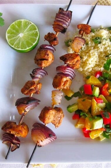 Chicken Kebabs with Nectarine Salsa from TheFoodCharlatan.com