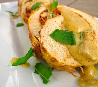 Chicken Cordon Bleu in Creamy Wine Sauce from TheFoodCharlatan.com