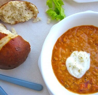Creamy Tomato Lentil Soup from TheFoodCharlatan.com