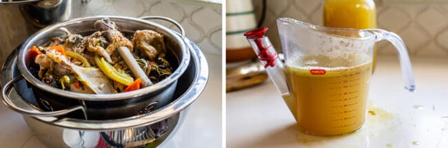 how to drain turkey carcass stock.
