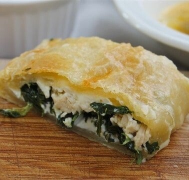 Greek Spinach Feta Chicken Pockets from TheFoodCharlatan.com