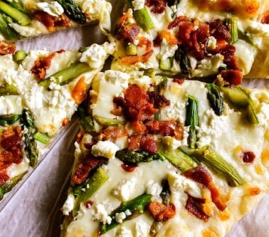 Asparagus, Bacon, & Feta Pizza from TheFoodCharlatan.com