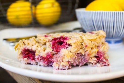 Lemon Raspberry Baked Oatmeal from TheFoodCharlatan.com