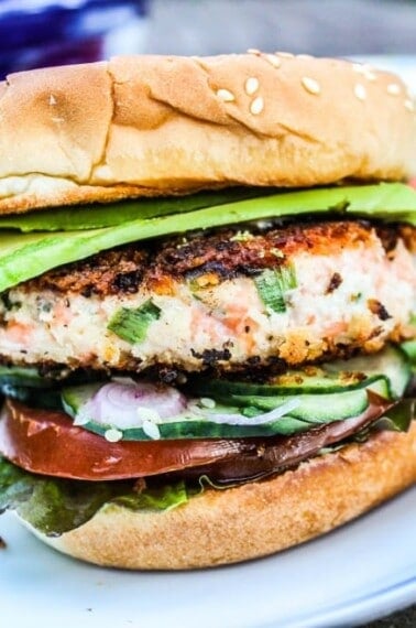 Asian Salmon Burgers with Wasabi Mayonnaise