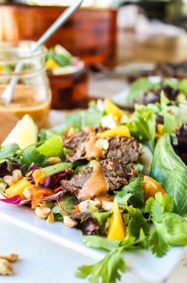CrockPot Thai Steak Salad with Peanut-Hoisin Sauce from The Food Charlatan