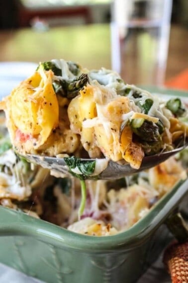 Easy Cheesy Asparagus Tortellini Bake from TheFoodCharlatan.com