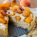 No Bake Dulce de Leche Cheesecake with Caramelized Peaches