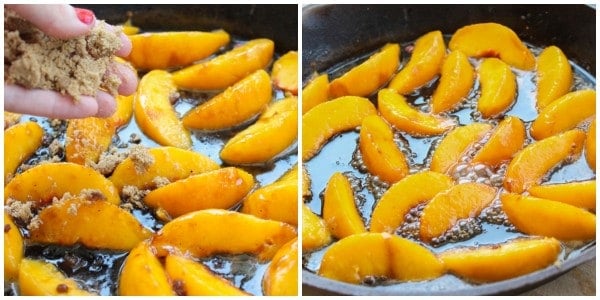 No Bake Dulce de Leche Cheesecake with Caramelized Peaches