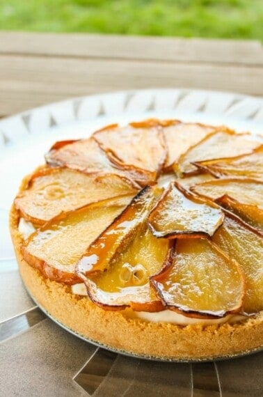 Maple Cheesecake with Roasted Pears from TheFoodCharlatan.com