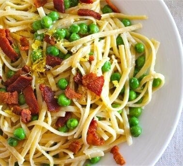 Creamy Lemon Pasta with Baon and Peas from TheFoodCharlatan.com