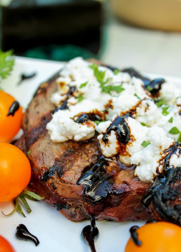 Goat Cheese Steak with Balsamic Glaze from TheFoodCharlatan.com // This easy grill recipe comes together in about 20 minutes!