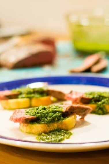 Steak and Chimichurri Toasts from The Food Charlatan