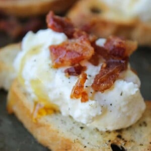 Bacon Ricotta Crostini from The Food Charlatan