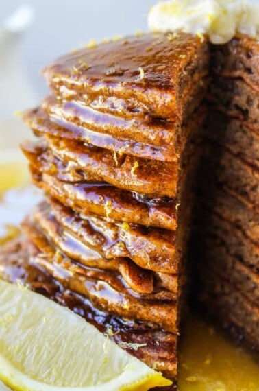 Gingerbread Pancakes with Lemon Syrup from The Food Charlatan
