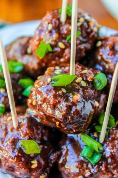 Slow Cooker Raspberry Balsamic Meatballs from The Food Charlatan