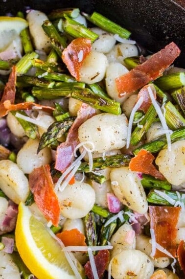 Brown Butter Gnocchi with Asparagus and Prosciutto from The Food Charlatan