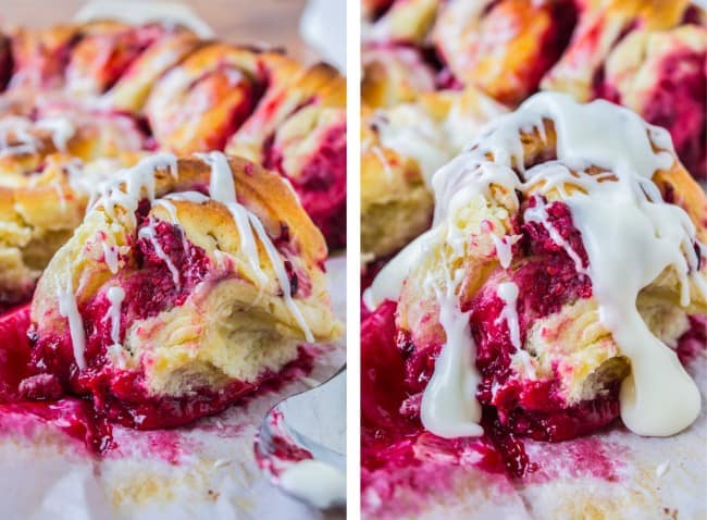 Raspberry Sweet Rolls with Coconut Cream Cheese Frosting from The Food Charlatan