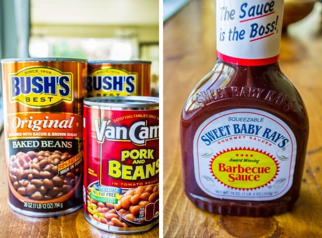canned beans and bottled barbecue sauce.