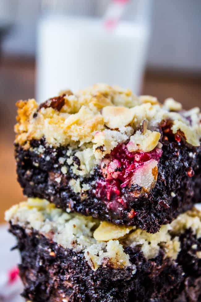 Raspberry Almond Crumb Brownies from The Food Charlatan