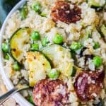 Cauliflower Rice Skillet with Zucchini and Kielbasa from The Food Charlatan
