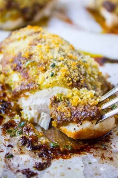 Easy Baked Pesto Chicken from The Food Charlatan