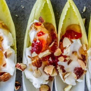 Smokey Almond Cream Cheese Endive Bites from The Food Charlatan