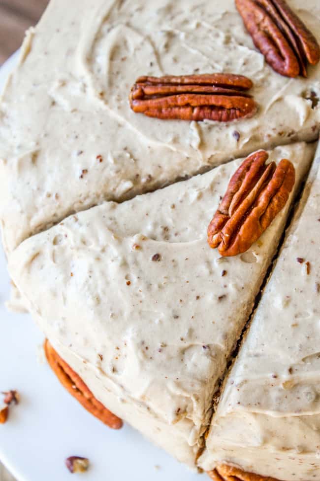 Sliced Carrot Cake with maple frosting