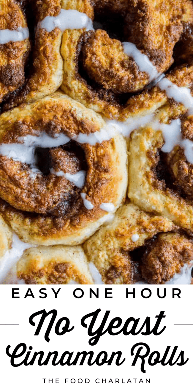 cinnamon rolls with glaze drizzled on top.