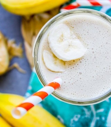 Peanut Butter Banana Smoothie (4 Ingredients!) from The Food Charlatan