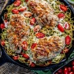 Almond-Crusted Chicken with Homemade Pesto Pasta from The Food Charlatan