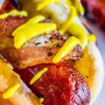 Bacon Wrapped Hot Dogs (Grilled) from The Food Charlatan