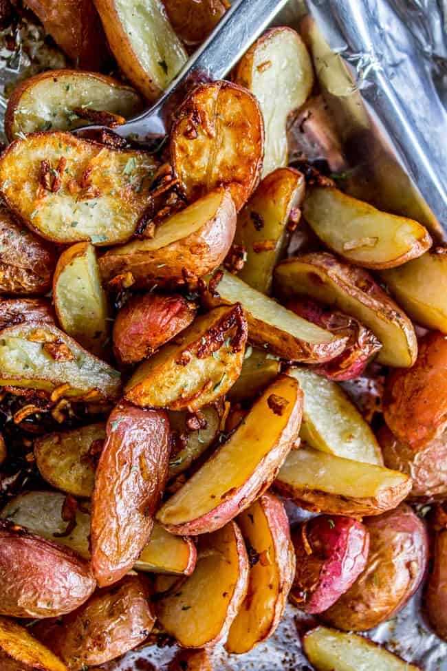 roasted potatoes with onions.