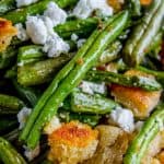 Roasted Garlic Green Beans with Fried Sourdough from The Food Charlatan