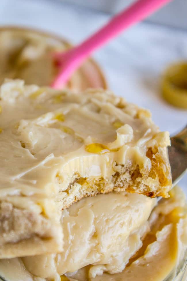 Maple butter on top of a baked good. 