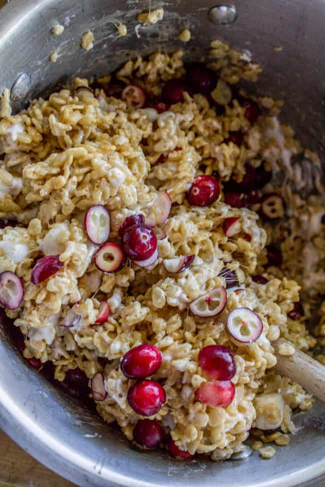 Cranberry Brown Butter Rice Krispie Treats from The Food Charlatan