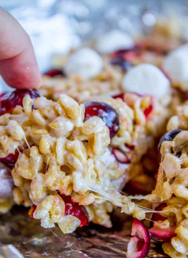 Cranberry Brown Butter Rice Krispie Treats from The Food Charlatan