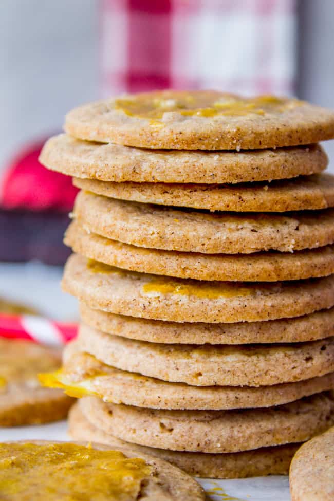 crispy cardamom cookies in a stack.