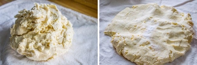 Swedish Sour Cream Twists dough on parchment paper. 