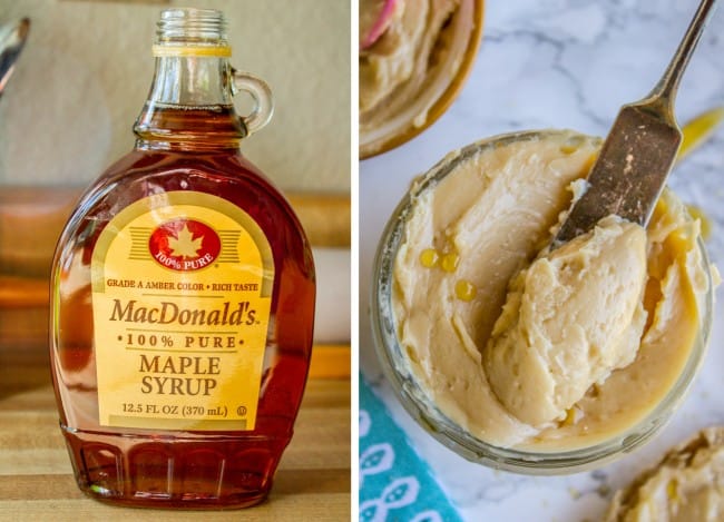 pure maple syrup for maple butter with a knife. 