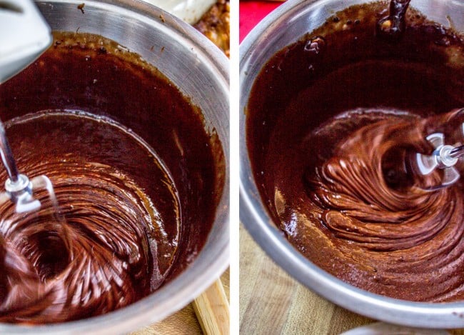fudge frosting beaten until it loses its gloss.