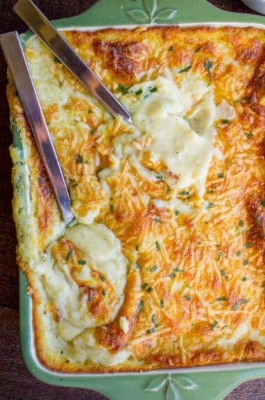Ultra Creamy, Cheesy, MAKE AHEAD Mashed Potatoes from The Food Charlatan