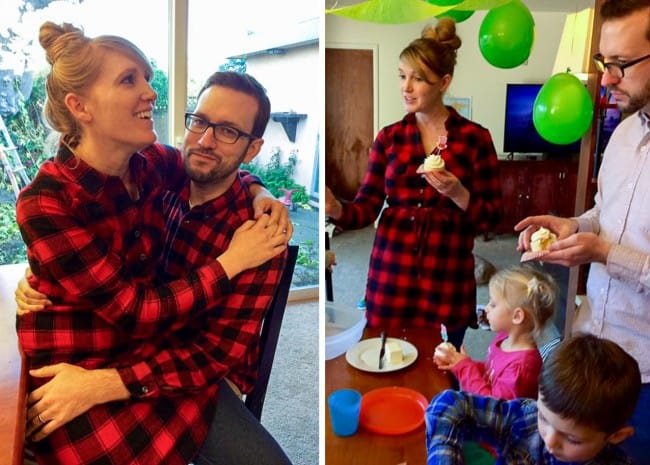 couple in plaid shirts.