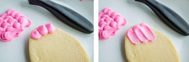 icing cookies with buttercream.