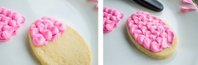 icing cookies with buttercream.