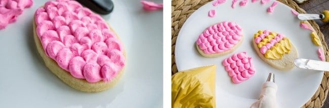 icing cookies with buttercream.