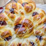 Raspberry Pull-Apart Buns with Coconut Glaze from The Food Charlatan